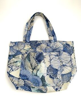 Blue Patterned Canvas Tote Bag